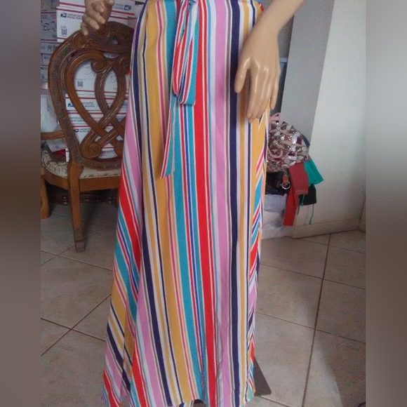 LIKE NEW LOANA MEHGAN WRAP DRESS STRIPED MULTI COLOR SZ. XL LINED GORGEOUS - Picture 3 of 11